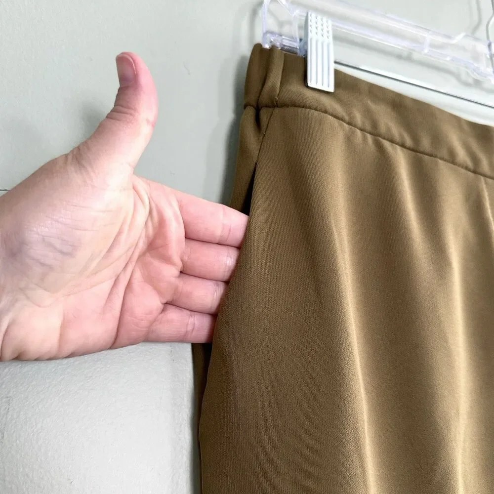 J Crew Pants Pull On Womens 12 Olive Green Pockets Lightweight Office Career